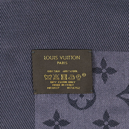 Louis Vuitton Silk Lurex Wool Monogram Shine Shawl Charcoal Grey 5 of 5