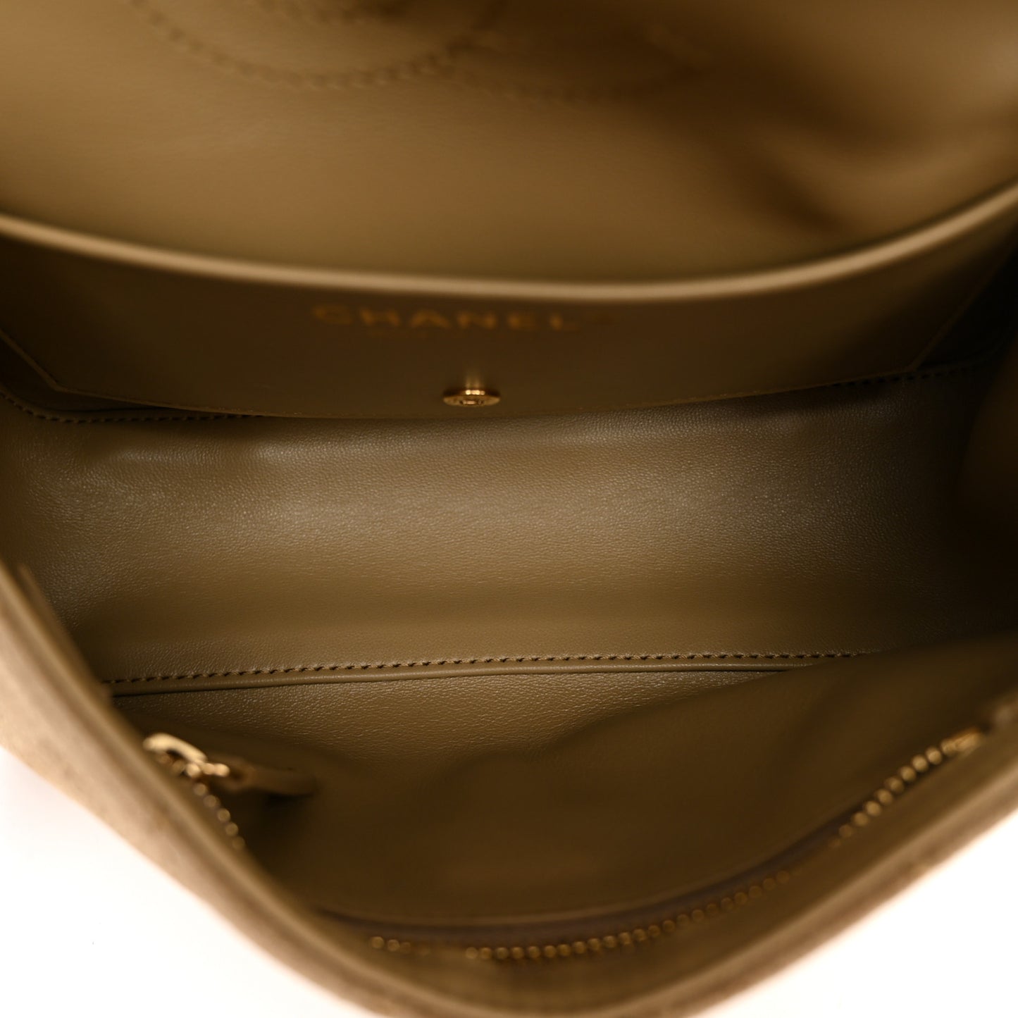 Suede Calfskin Mini Souplissimo Flap Dark Beige