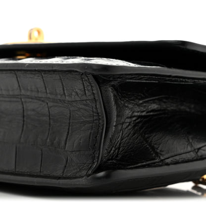 Mulberry Crocodile Embossed Calfskin Small Darley Black 9 of 13
