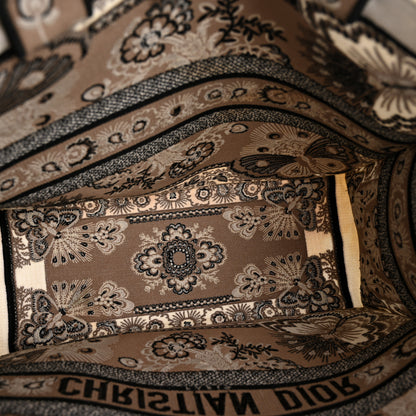 Christian Dior Canvas Embroidered Large Butterfly Bandana Book Tote Beige Multicolor 5 of 13