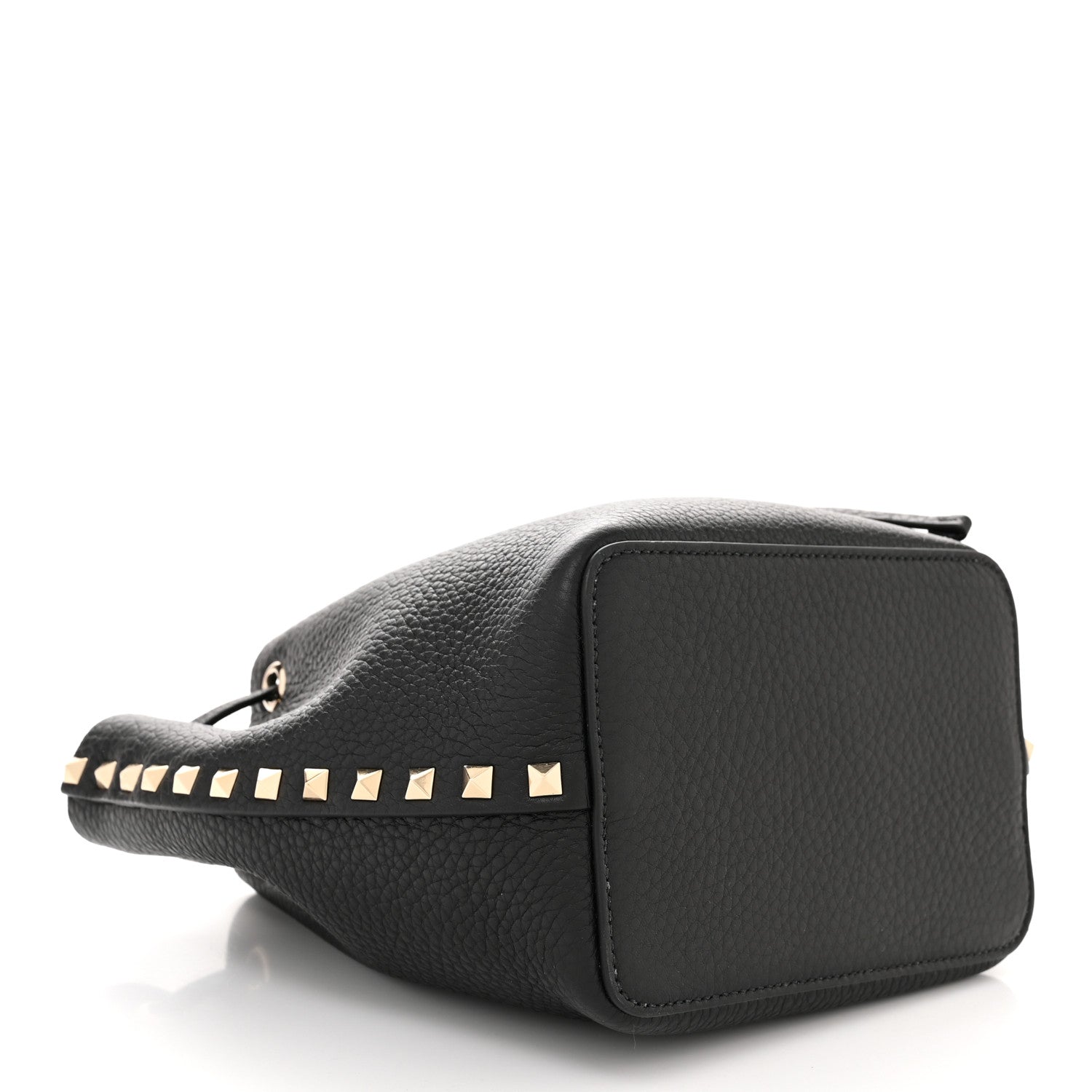 Valentino Garavani Grained Calfskin Rockstud Bucket Bag Black 4 of 9