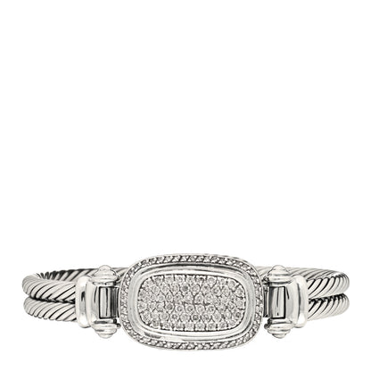 David Yurman Sterling Silver Diamond Double Cable Albion Bangle Bracelet 1 of 3