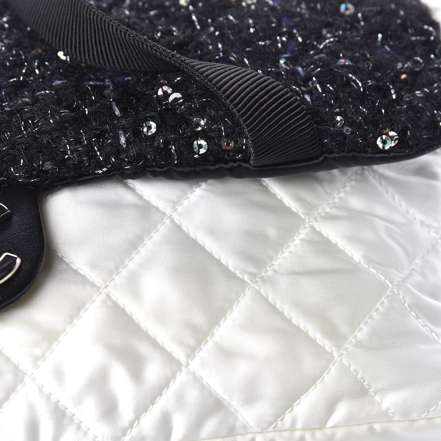 Tweed Nylon Quilted Astronaut Essentials Flap Black White