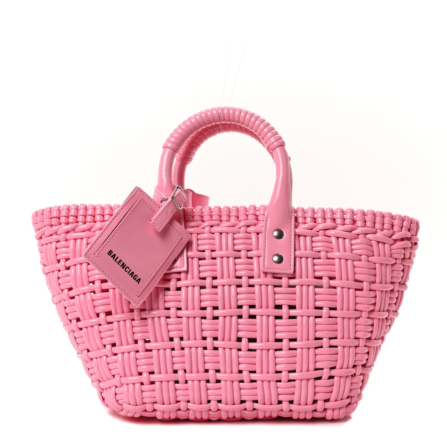 Balenciaga Varnished Faux Calfskin Braided Varnished XS Bistro Basket Violet Roseate 1 of 9