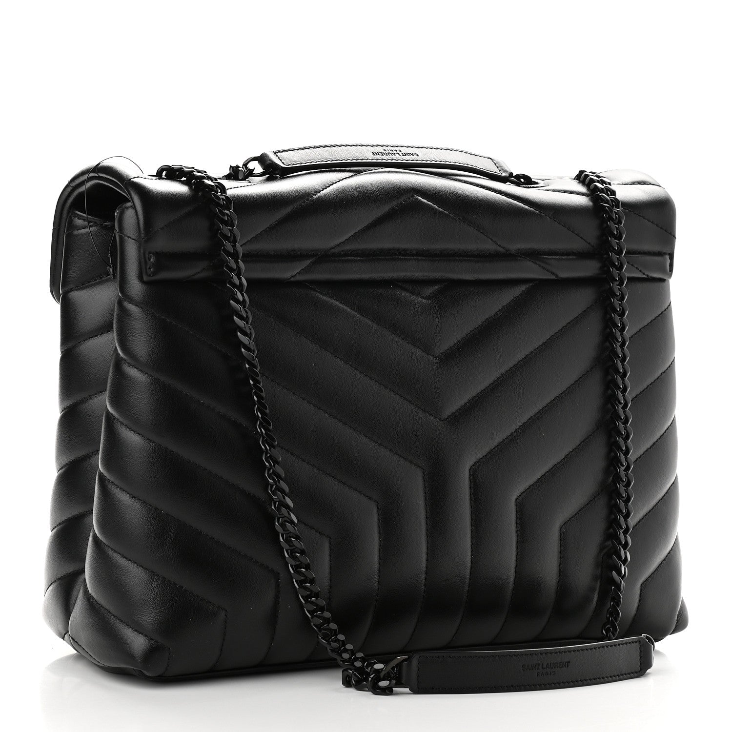 Saint Laurent Calfskin Y Quilted Monogram Medium Loulou Chain Satchel Black 3 of 9