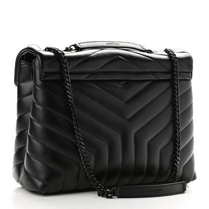 Saint Laurent Calfskin Y Quilted Monogram Medium Loulou Chain Satchel Black 3 of 9