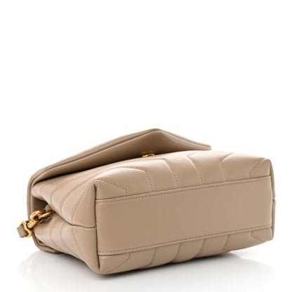 Saint Laurent Calfskin Y Quilted Monogram Toy Loulou Crossbody Bag Dark Beige 4 of 10