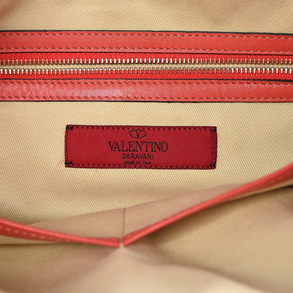 Valentino Garavani Vitello Rockstud Dome Satchel Deep Coral 7 of 16
