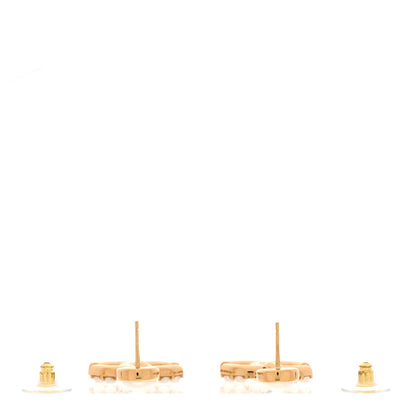 Chanel Metal Crystal Pearl CC Pendant Earrings Gold 3 of 4