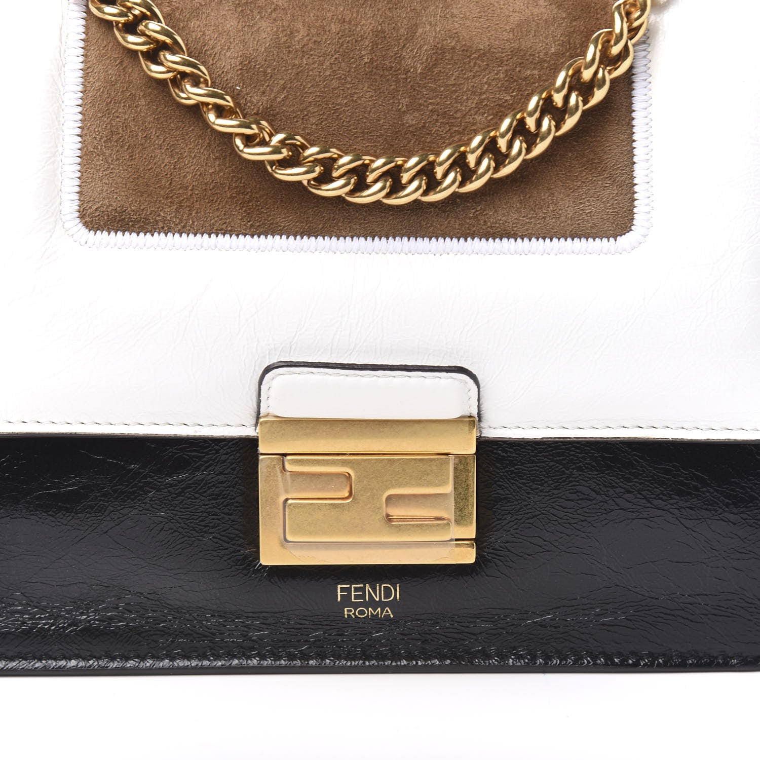 Fendi Agnello Old Shine Chamois Embossed Small Kan U Shoulder Bag Black Rovere Multicolor 8 of 8