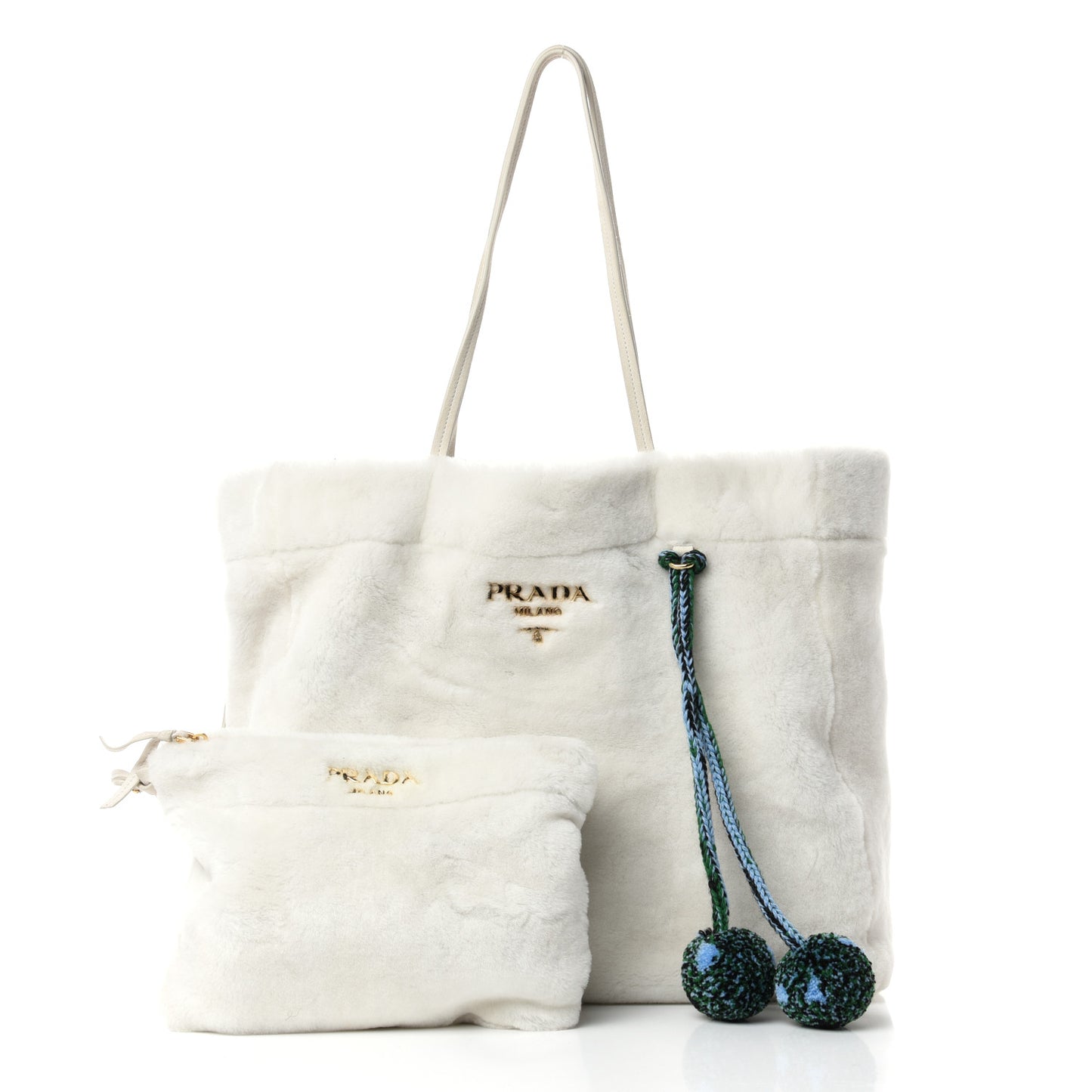 Shearling Saffiano Shoulder Bag White