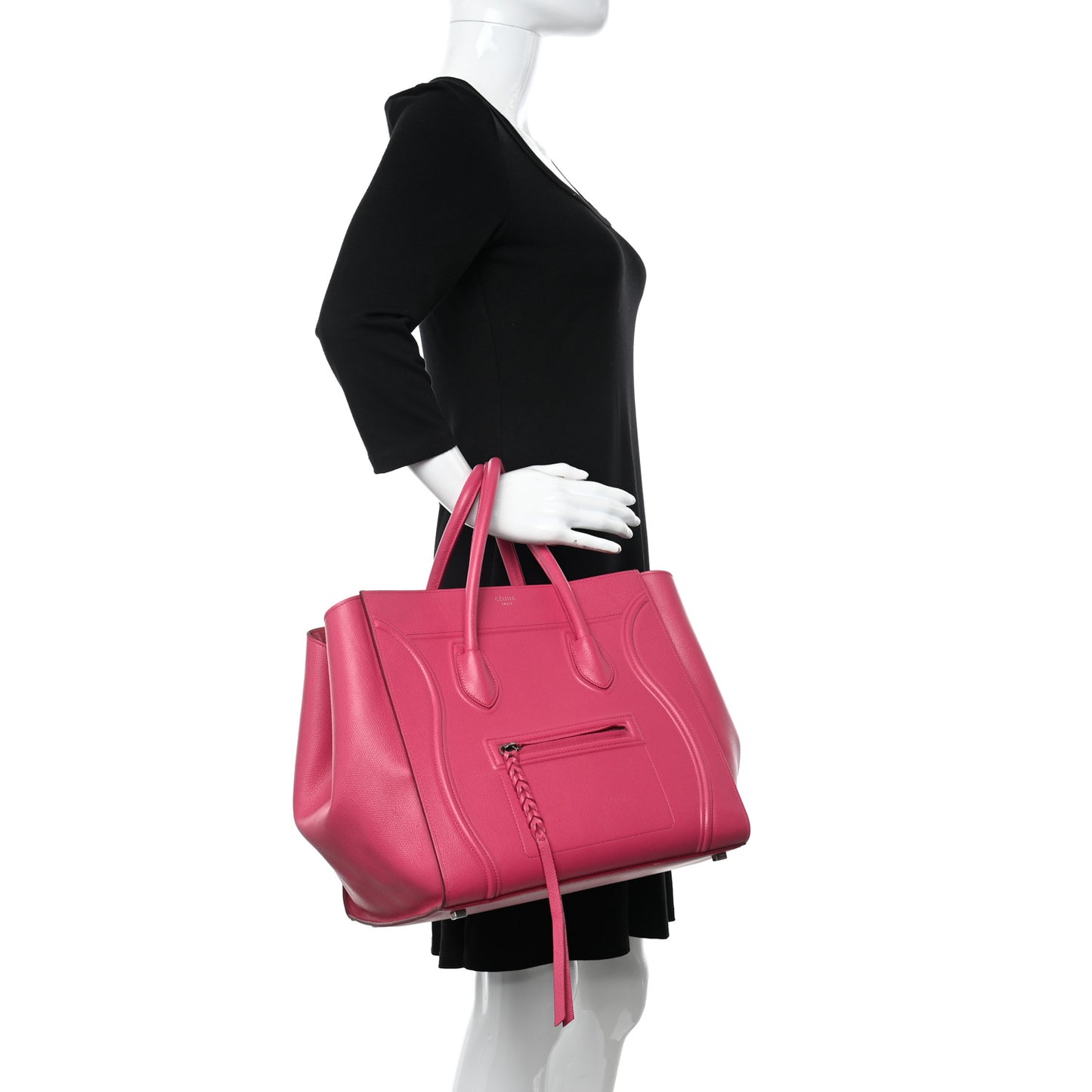 Grained Calfskin Medium Phantom Luggage Fuchsia