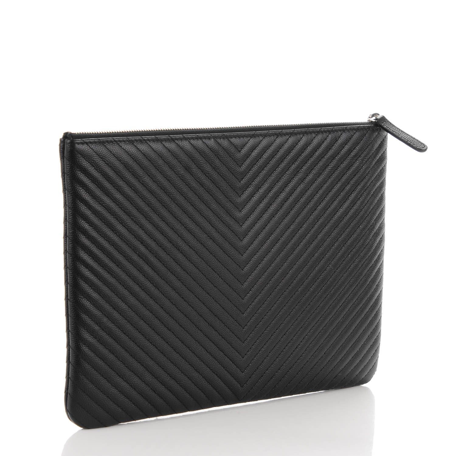 Chanel Caviar Chevron Medium Cosmetic Case Black 3 of 7
