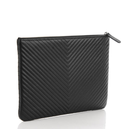 Chanel Caviar Chevron Medium Cosmetic Case Black 3 of 7