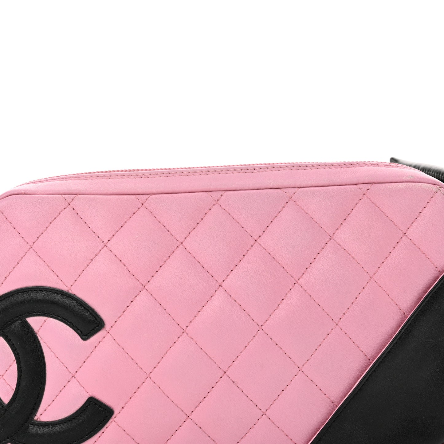 Calfskin Quilted Cambon Pochette Pink Black