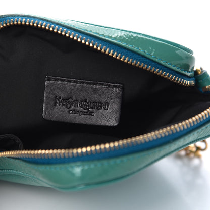 Saint Laurent Textured Patent Monogram Mini Wristlet Turquoise 6 of 9