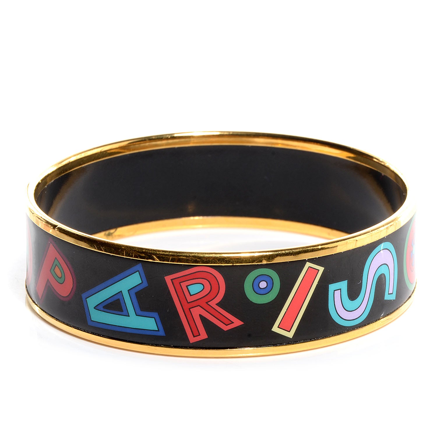 Hermes Enamel Printed Wide Tohu Bohu Bracelet Black 62 3 of 6