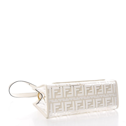 Fendi TPU FF Vitello Century Plexiglass Small Runaway Shopper Tote White 4 of 10