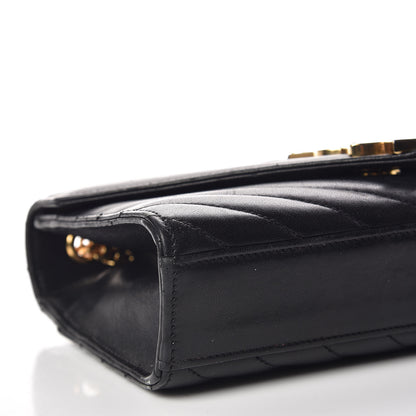 Saint Laurent Lambskin Matelasse Chevron Small Monogram Satchel Black 9 of 10