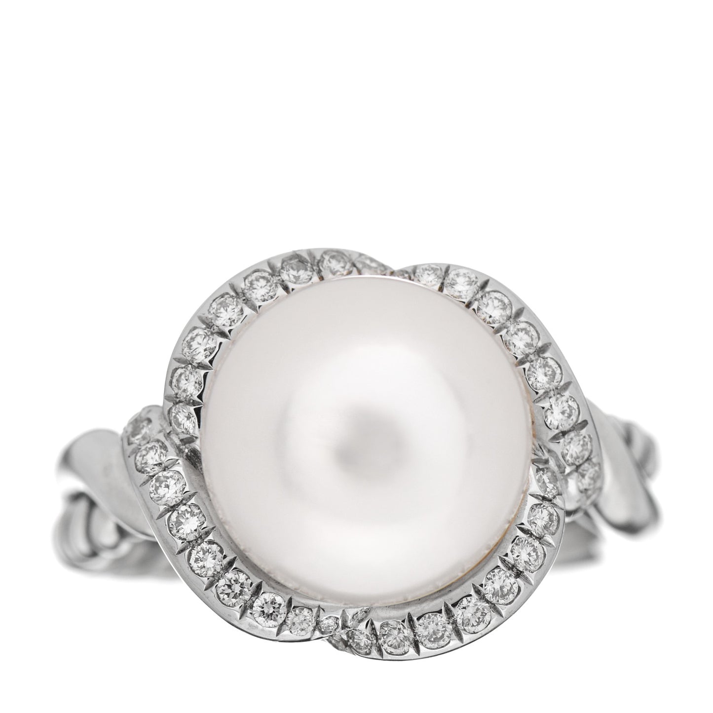 Sterling Silver Diamond Pearl 11.5mm Ring 57 8