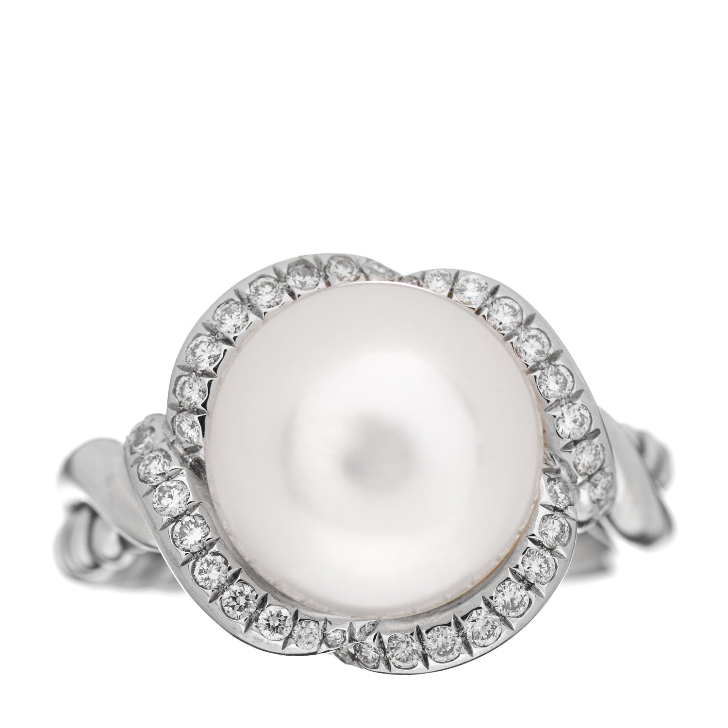 David Yurman Sterling Silver Diamond Pearl 11.5mm Ring 57 8 1 of 5