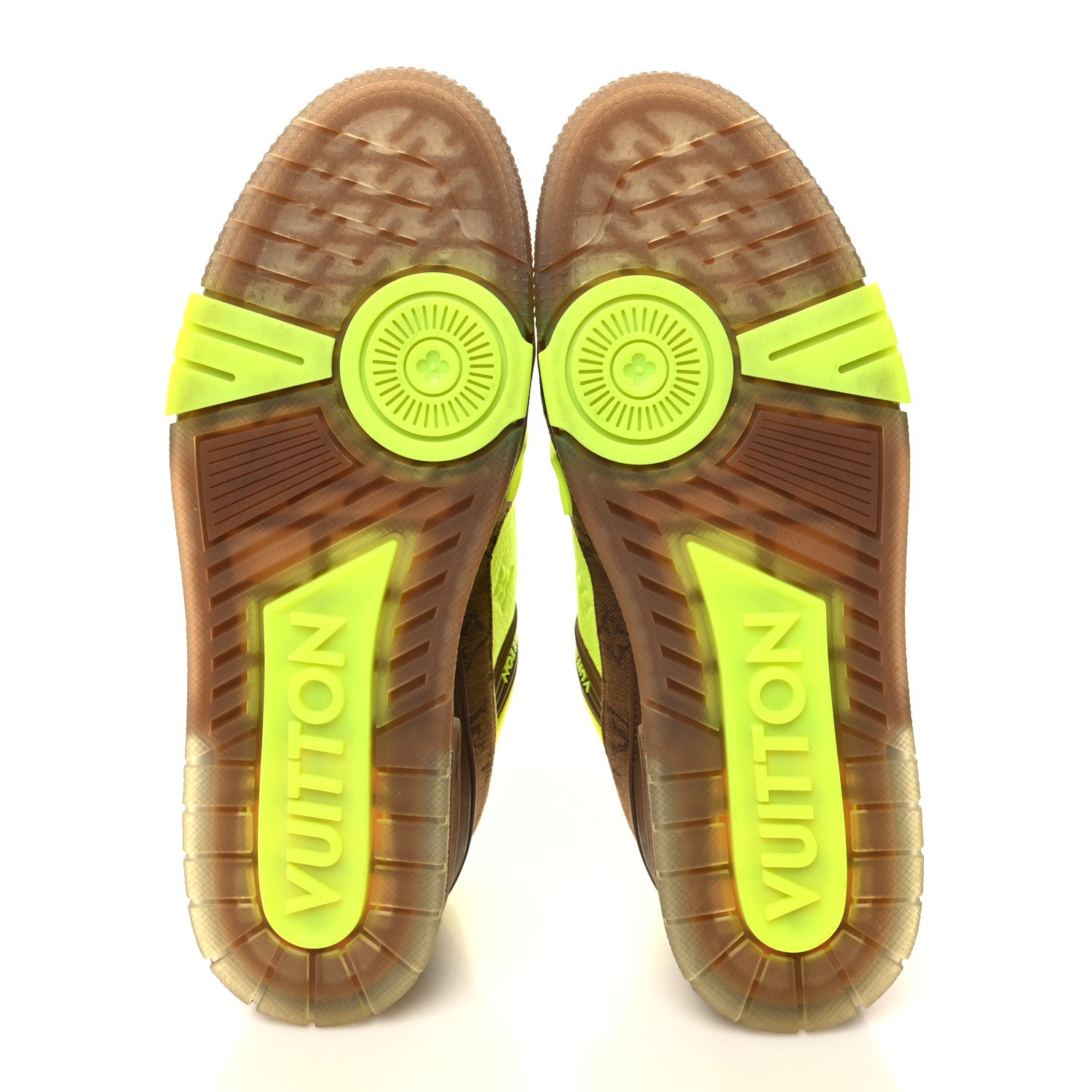 Louis Vuitton Calfskin Mens LV Trainer Sneakers 9.5 Yellow Brown 5 of 8