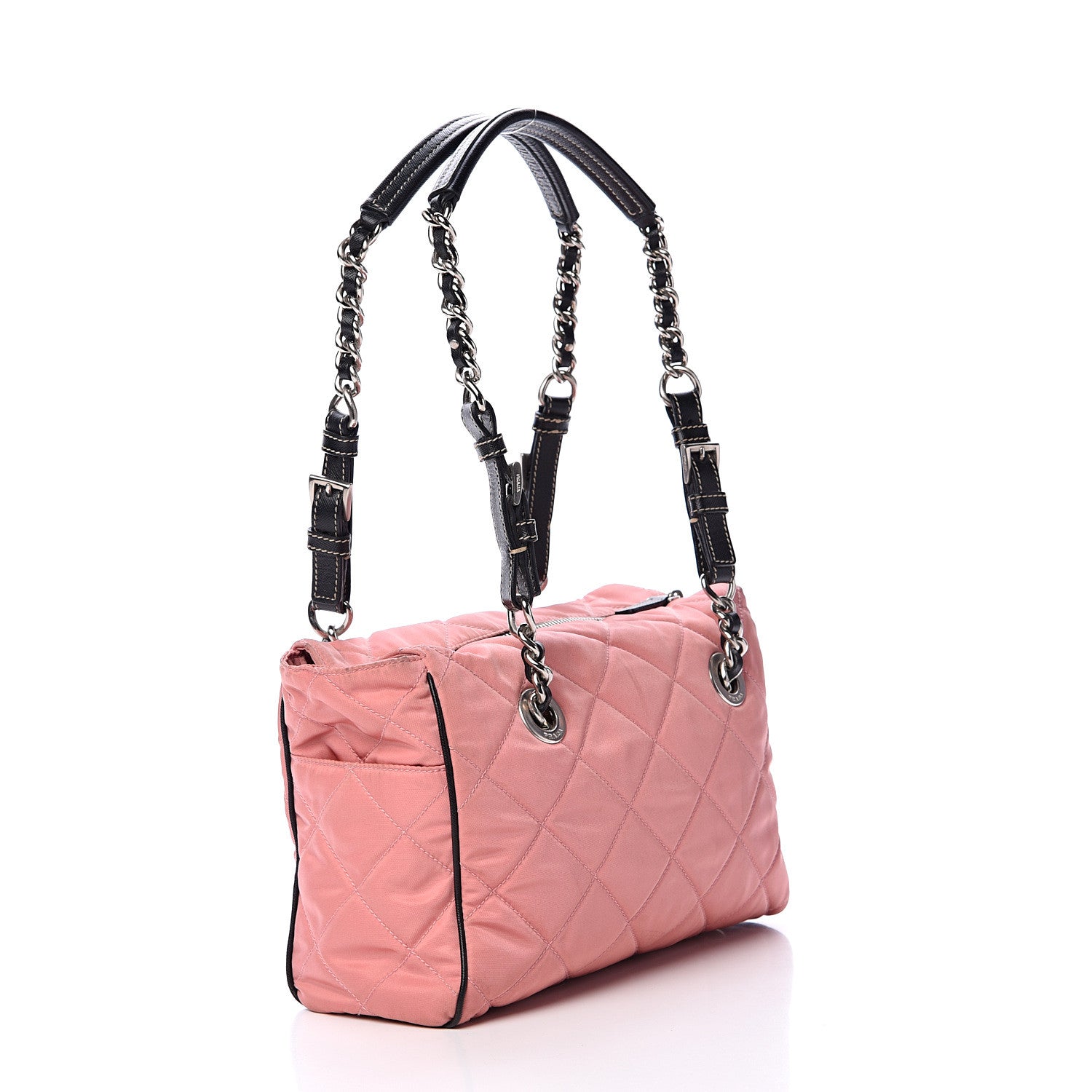 Prada Tessuto Nylon Quilted Shoulder Bag Rosa Black 2 of 18