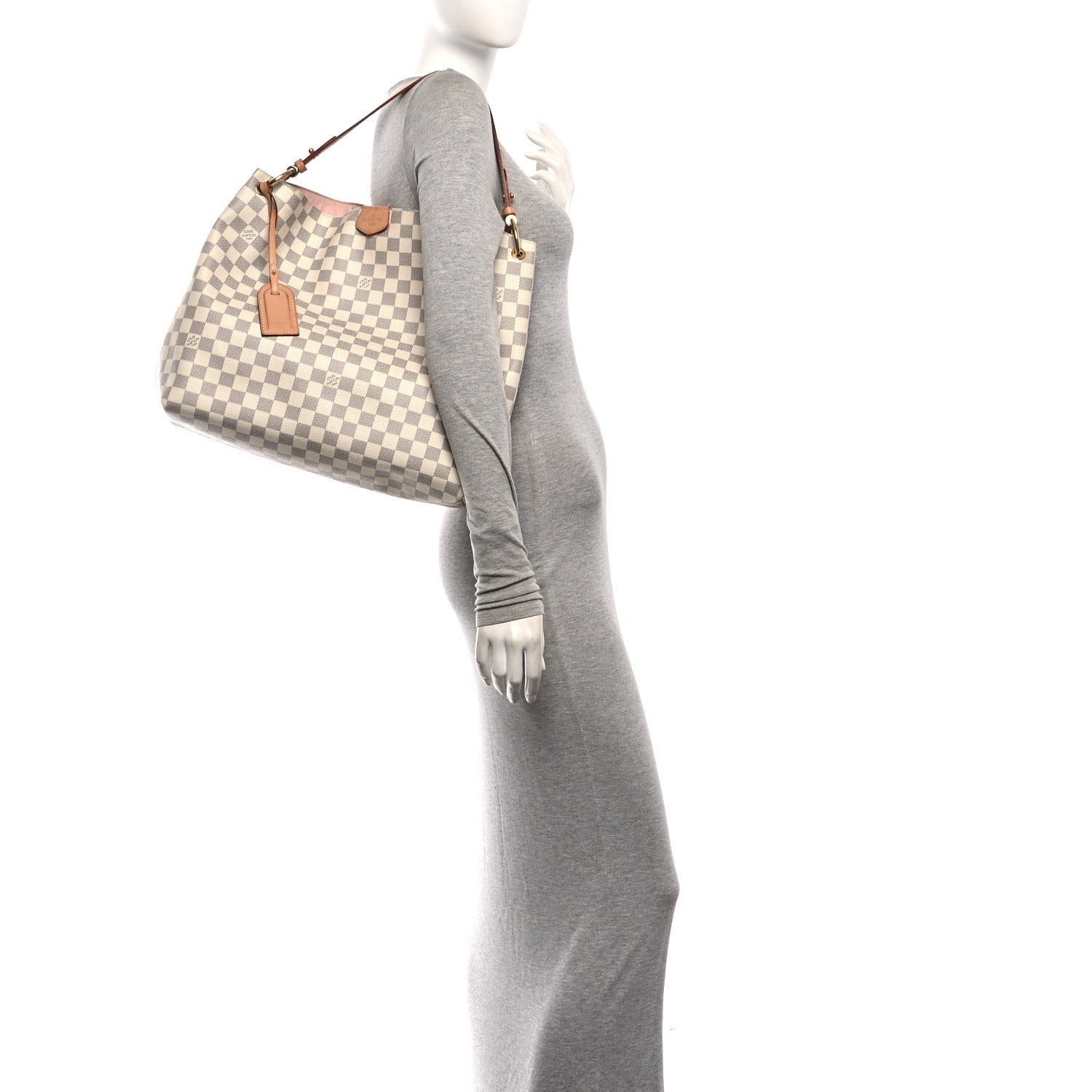 Louis Vuitton Damier Azur Graceful MM Rose Ballerine 2 of 10