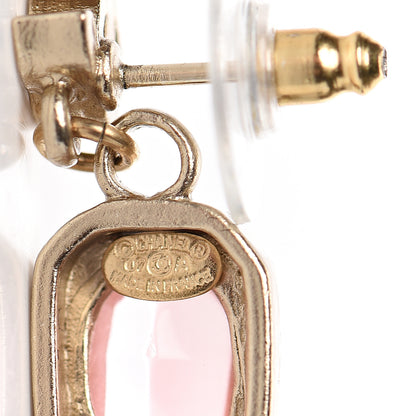 Chanel Crystal CC Drop Earrings Pink Gold 4 of 5