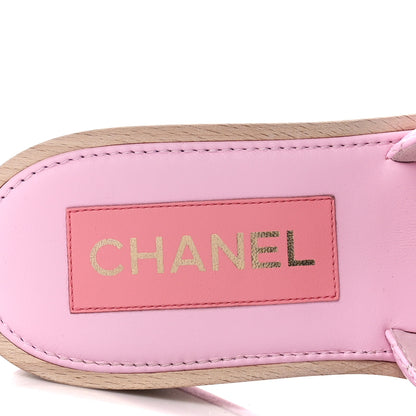 Chanel Lambskin Quilted CC Slip On Platform Sandals 40 Pink 7 of 8