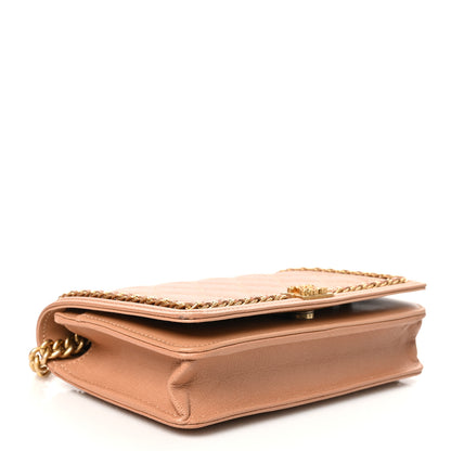 Chanel Caviar Quilted Chain Around Boy Wallet On Chain WOC Dark Beige 4 of 12