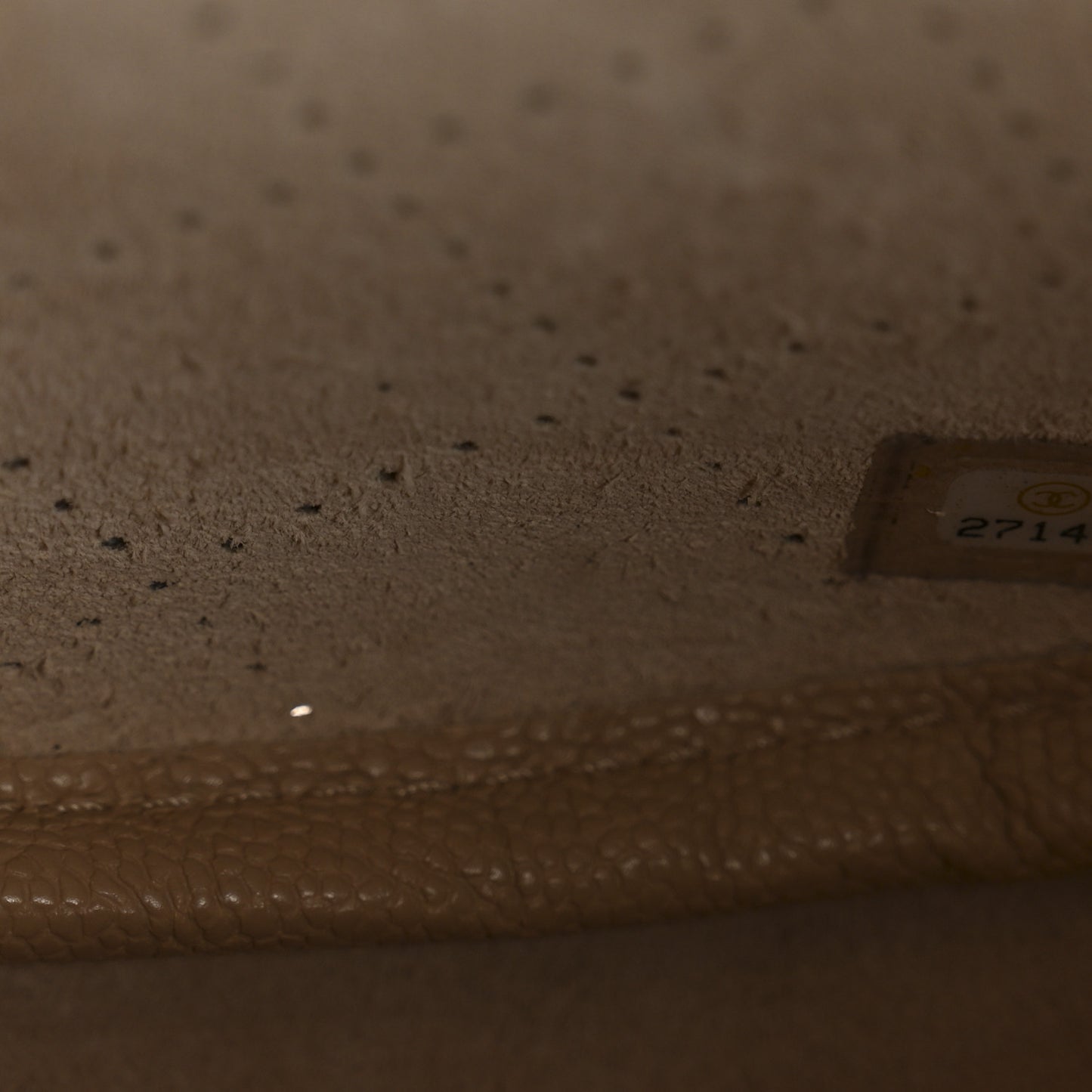 Grained Calfskin Perforated Small Flap Hobo Beige