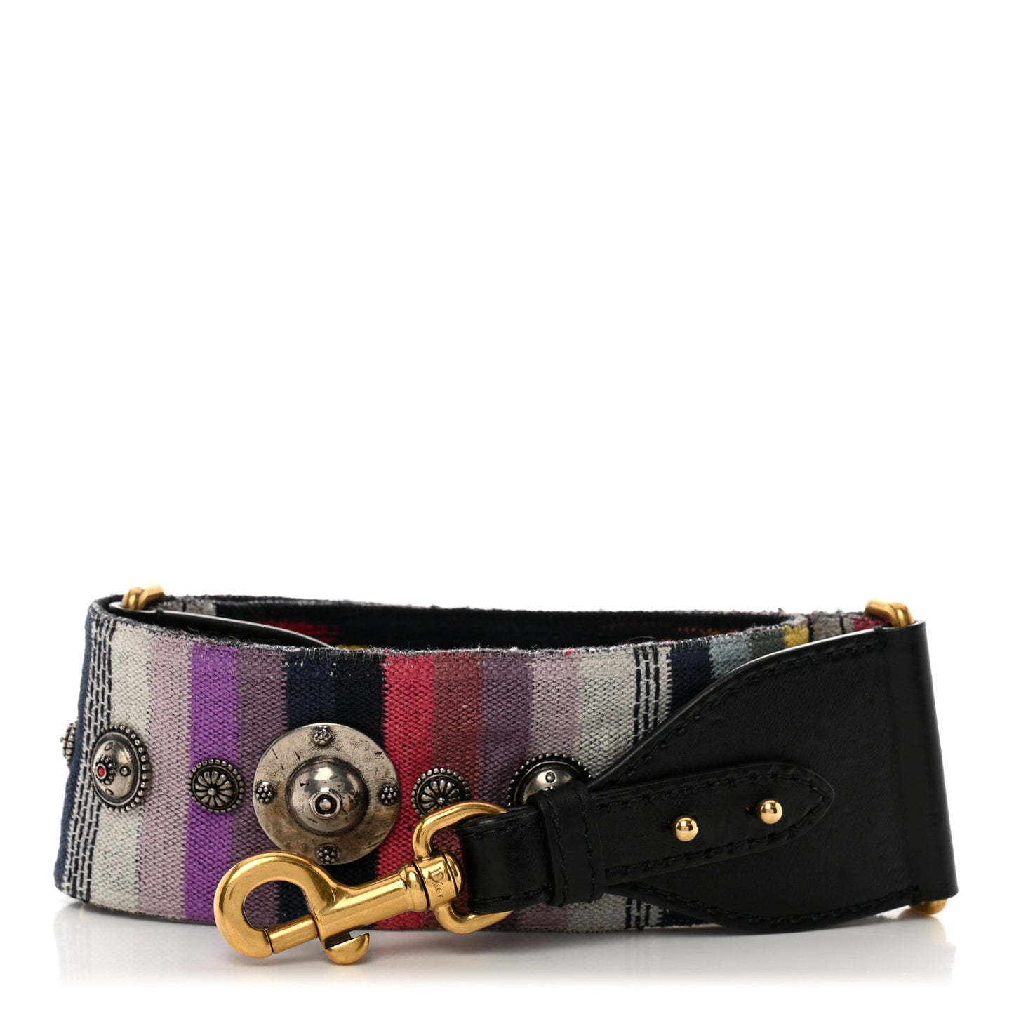 Canvas Embroidered Studded Rainbow J’Adior Shoulder Strap