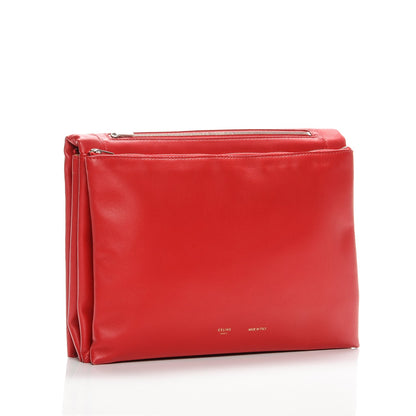 Celine Lambskin Rolled Soft Trio Clutch Bright Red 2 of 8
