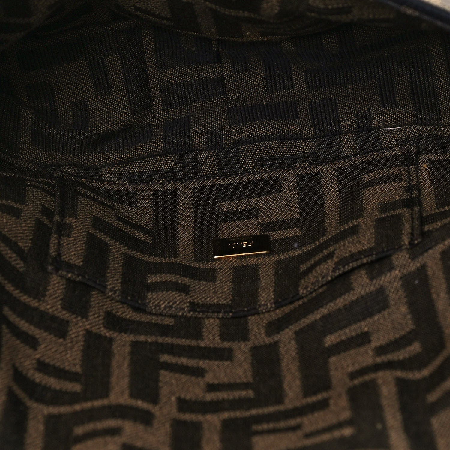 Fendi Fabric Jacquard FF 1974 Mini Baguette Tobacco Moro Black 5 of 14