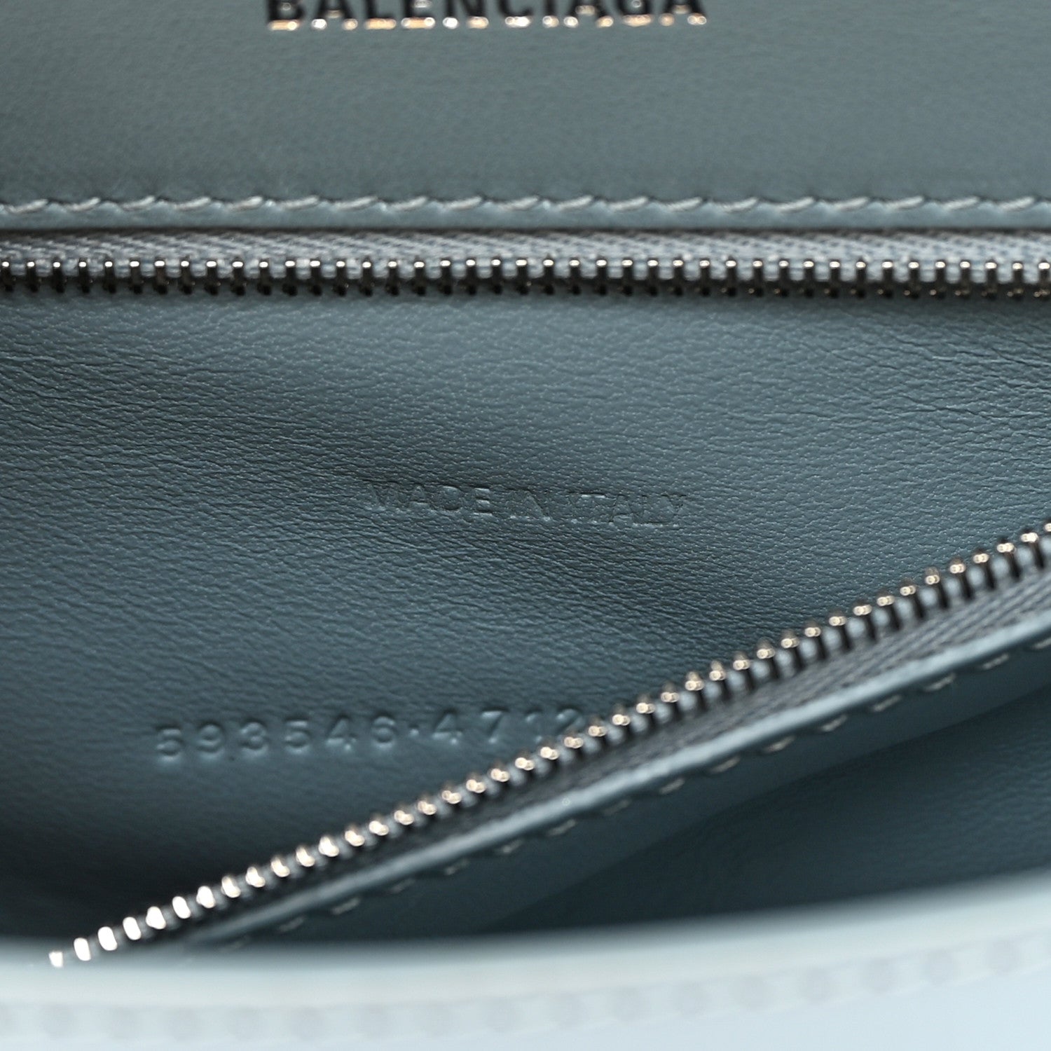 Balenciaga Shiny Calfskin Crocodile Embossed Small Hourglass Top Handle Bag Blue Grey 7 of 19