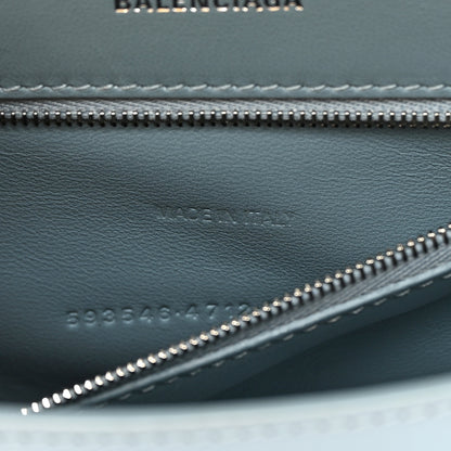Balenciaga Shiny Calfskin Crocodile Embossed Small Hourglass Top Handle Bag Blue Grey 7 of 19