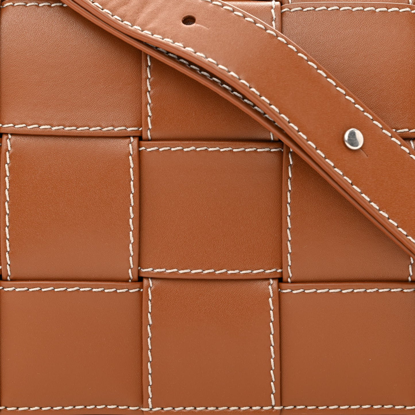 Lambskin Maxi Intrecciato Edge Stitch Cassette Crossbody Bag Wood