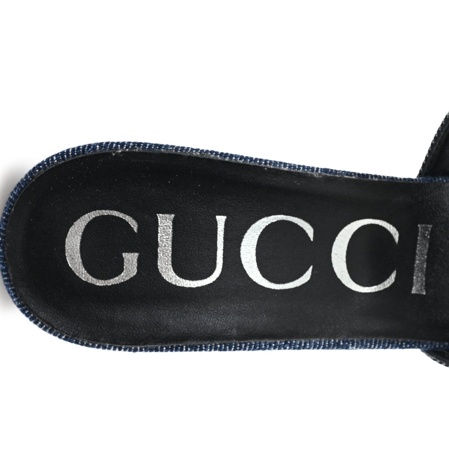 Gucci Denim Crystal GG Monogram Mules 40 Blue 9 of 10