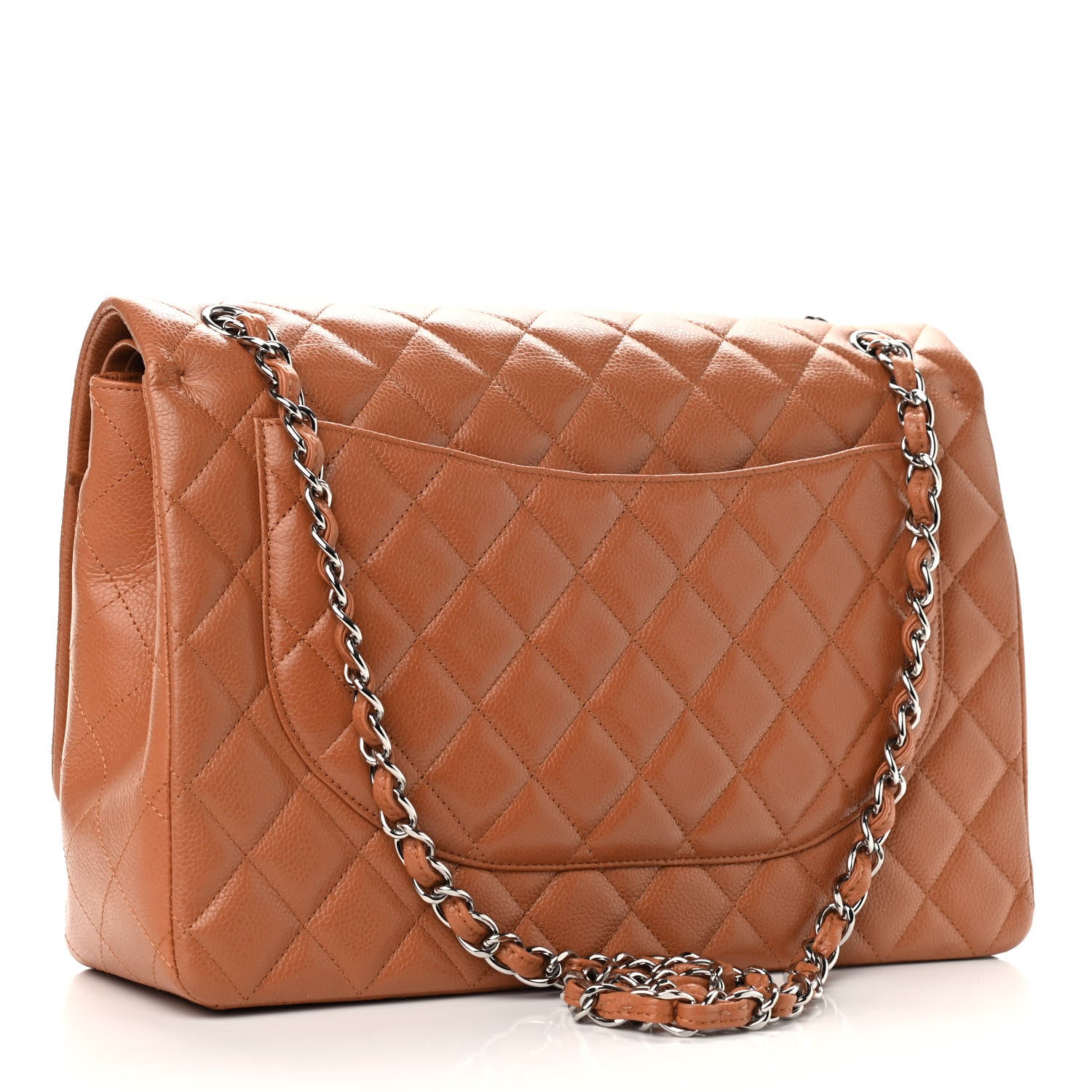 Chanel Caviar Quilted Maxi Double Flap Light Brown 2 of 11