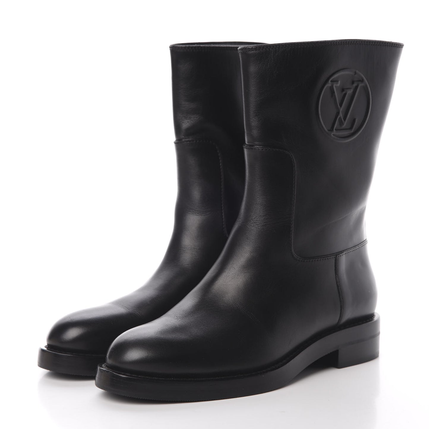 Calfskin Overdrive Flat Half Boots 35 Black