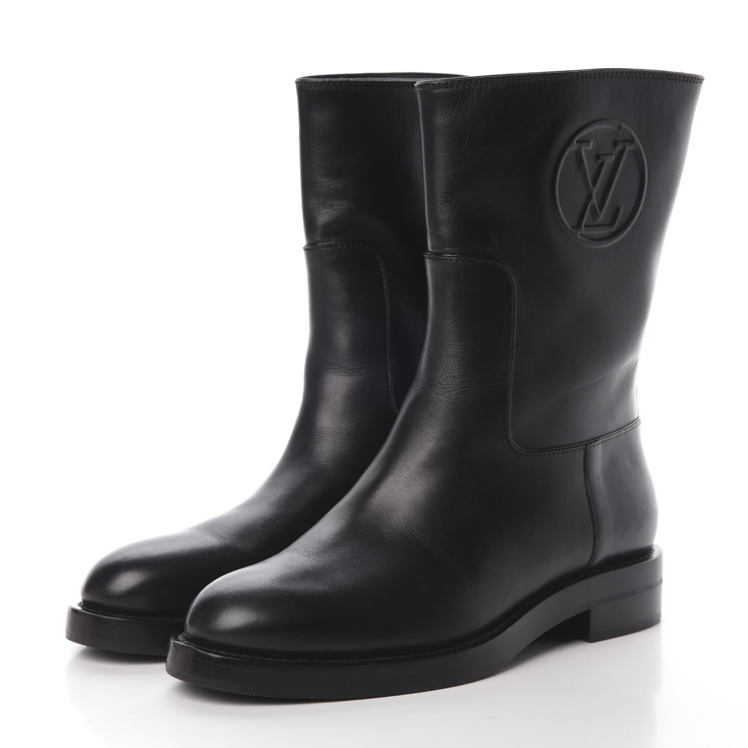 Louis Vuitton Calfskin Overdrive Flat Half Boots 35 Black 3 of 8