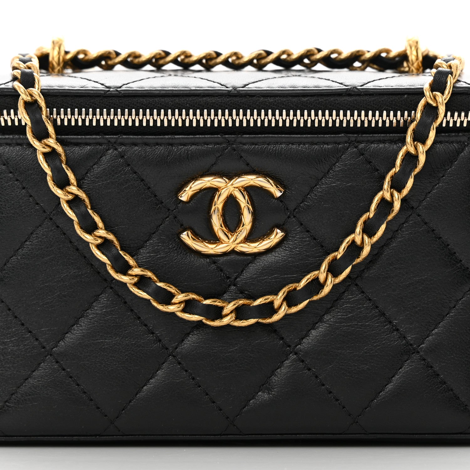 Chanel Lambskin Quilted Small CC Dynasty Vanity Case With Chain Black 8 of 19