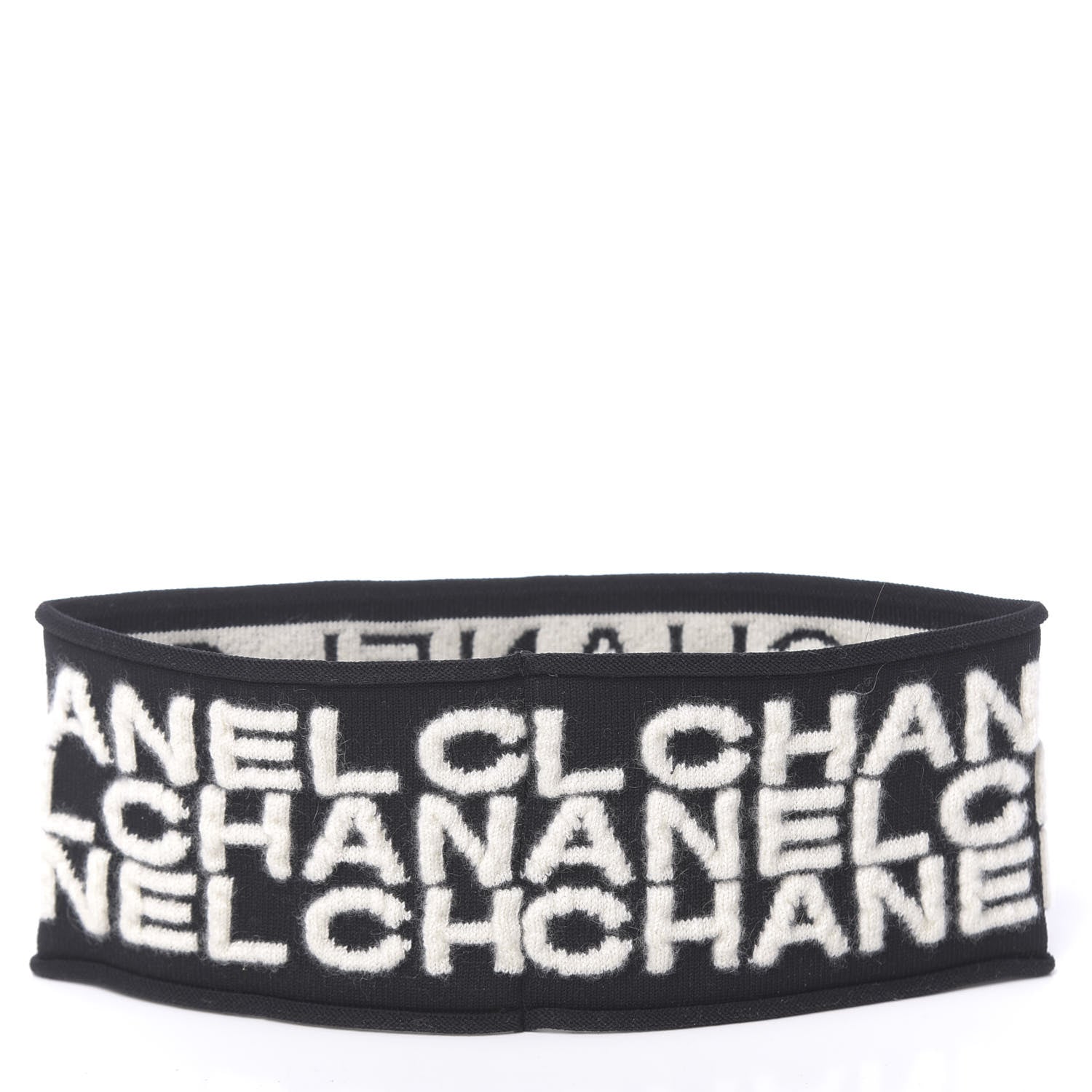 Chanel Cashmere Logo Headband Black White 3 of 4