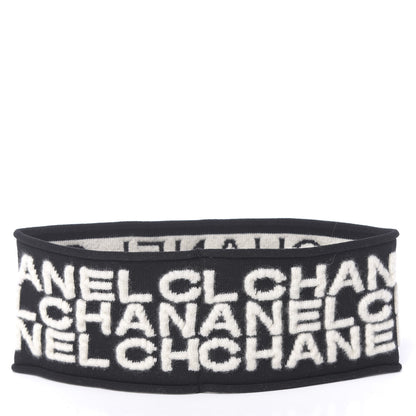 Chanel Cashmere Logo Headband Black White 3 of 4