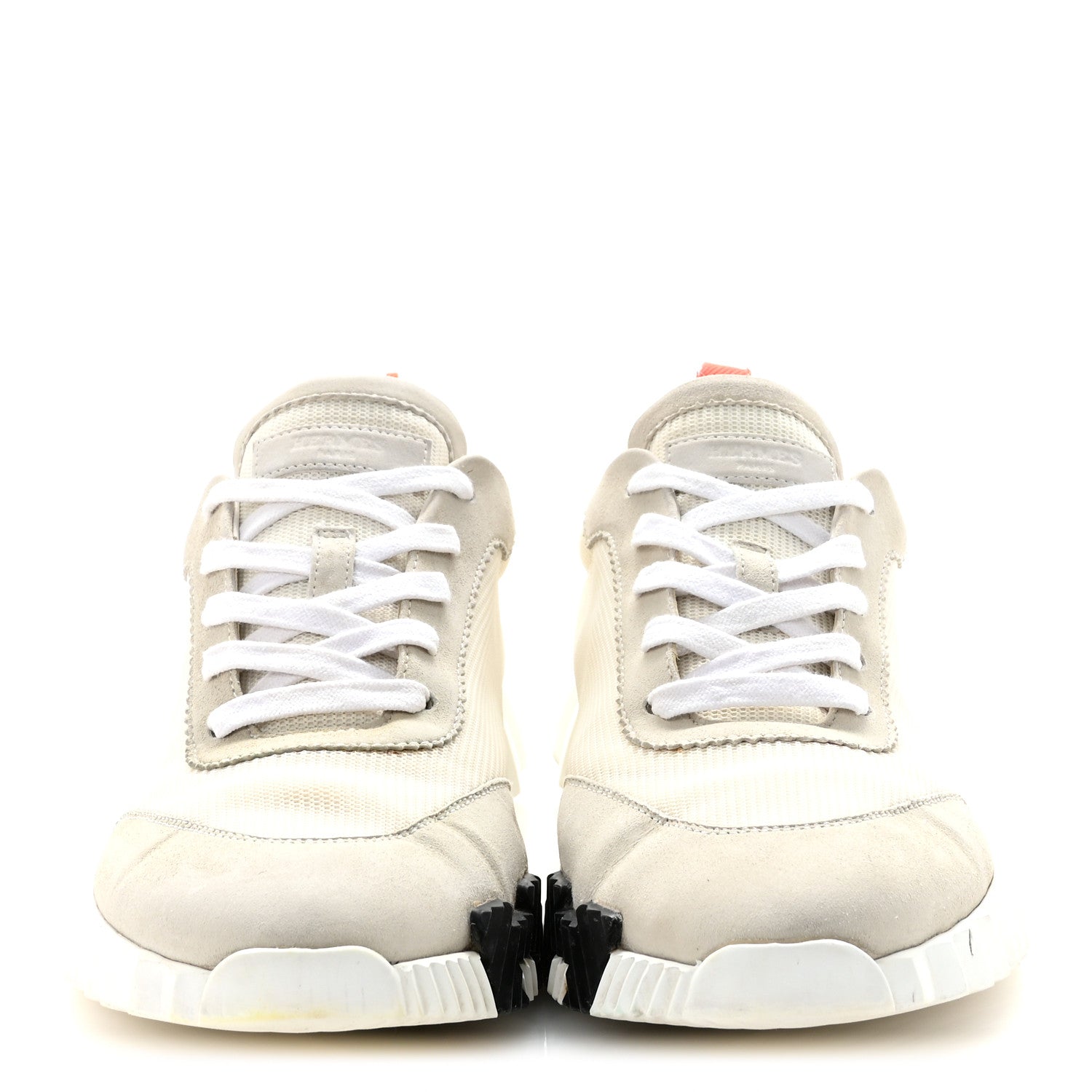 Hermes Technical Canvas Suede Goatskin Mens Bouncing Sneakers 42.5 White Orange 3 of 9
