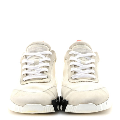 Hermes Technical Canvas Suede Goatskin Mens Bouncing Sneakers 42.5 White Orange 3 of 9