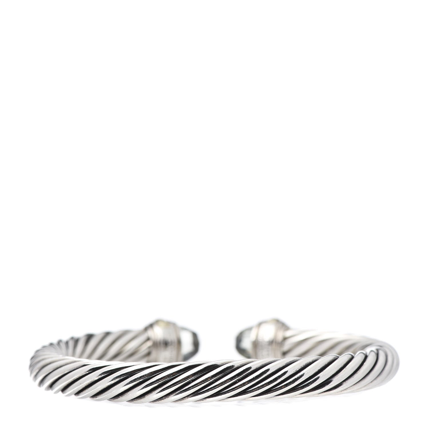 David Yurman Sterling Silver 14K Yellow Gold Prasiolite 7mm Cable Classics Bracelet 3 of 5