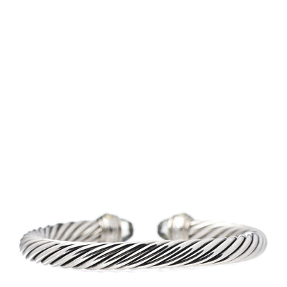 David Yurman Sterling Silver 14K Yellow Gold Prasiolite 7mm Cable Classics Bracelet 3 of 5