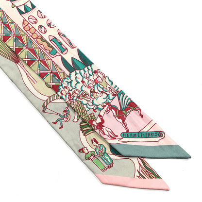 Hermes Silk Exposition Universelle Twilly Rose Poudre Vert 4 of 8